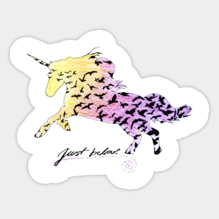 Just believe ombre unicorn art print Sticker